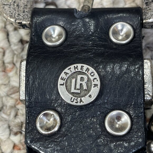 Leatherock Western Belt Rhinestone Buckle Studded Black Silver 41"(total length) - Picture 3 of 6